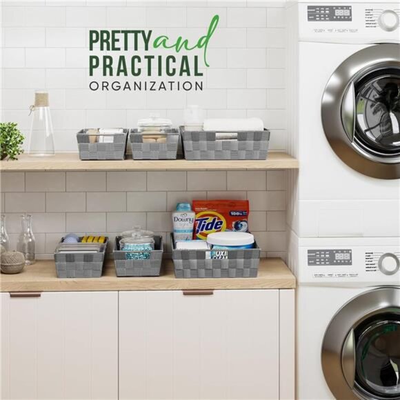 Set Of 9 Storage Baskets For Shelves Small Storage Closet Organizer Bins - Picture 4 of 7